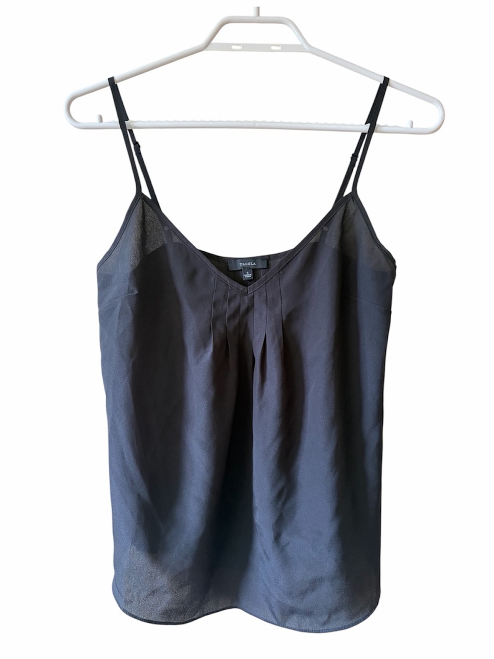 Talula Black Satin Cami Top Y2K V-Neck Spaghetti Strap Minimalist Going Out